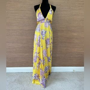 X REVOLVE Bloom Dress in Yellow Dahlia Floral